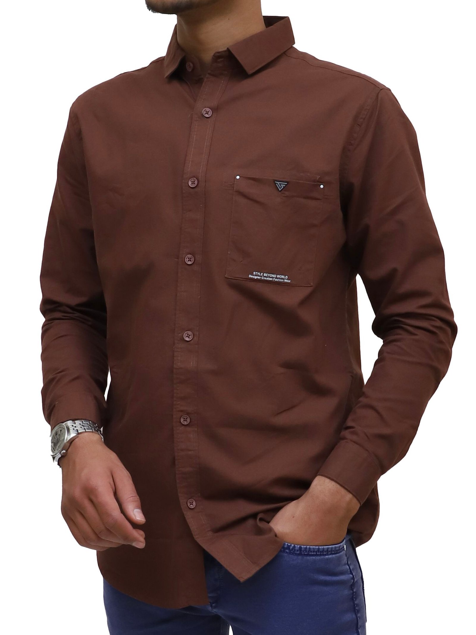 Brown Regular Slim Fit Shirt
